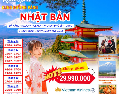 KHÁM PHÁ CUNG ĐƯỜNG VÀNG NHẬT BẢN (OSAKA – KYOTO – NAGOYA – PHÚ SĨ  – TOKYO)